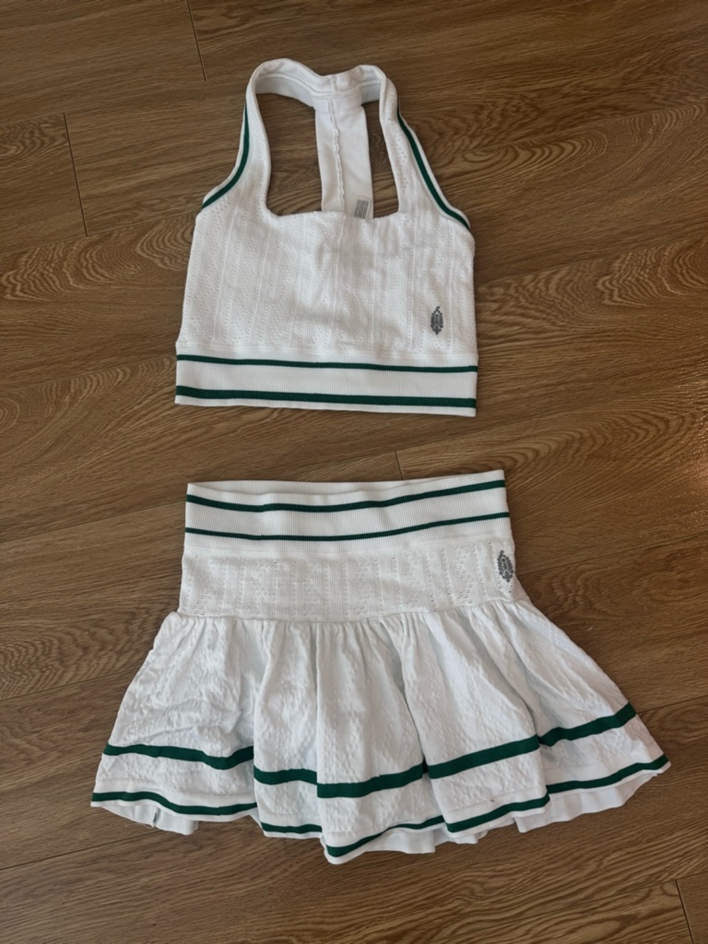 Free People FP movement White Two-Piece Tennis set Sports bra and Skirt Set
